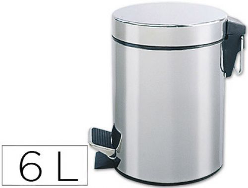 Cesto de papeis q-connect com pedal cromado 21 x 32 cm capacidade 6 litros , Q-connect , 36095 , 5705831042254